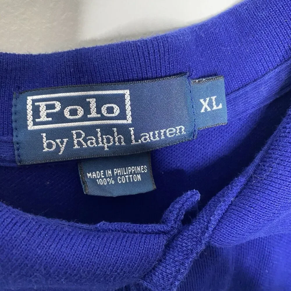Polo by Ralph Lauren Golf Shirt  Cotton Royal Blue Neon Green Logo Size XL Mens